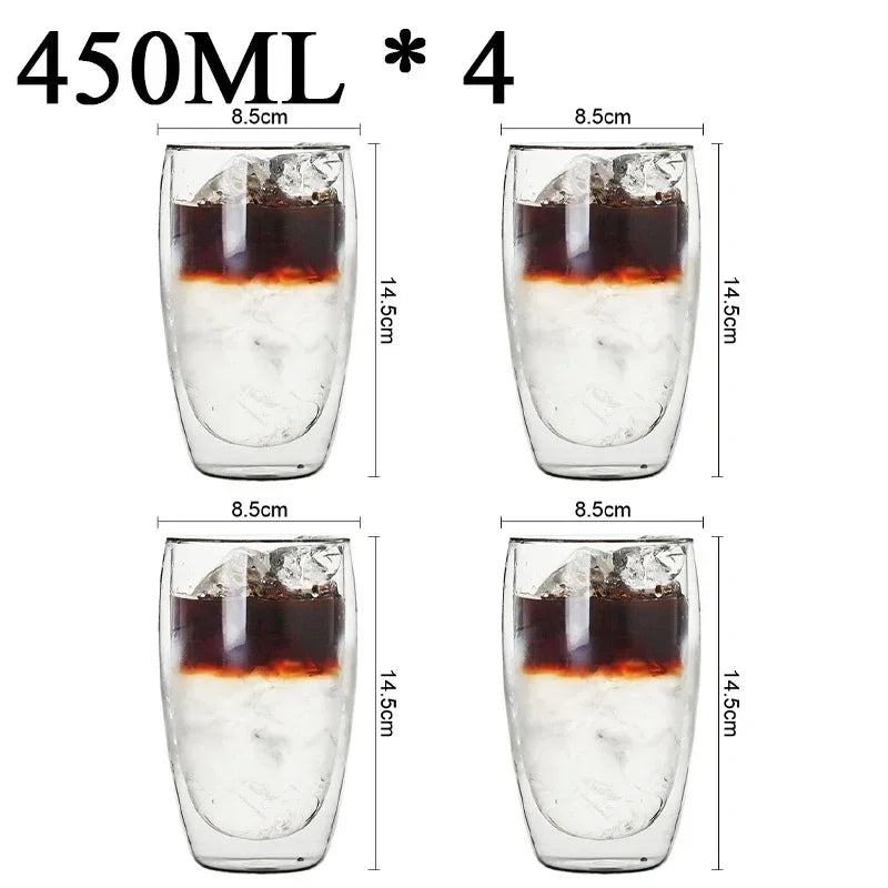 2-18PCS Double Wall High Borosilicate Glass Mug Heat Resistant Tea Milk Juice Coffee