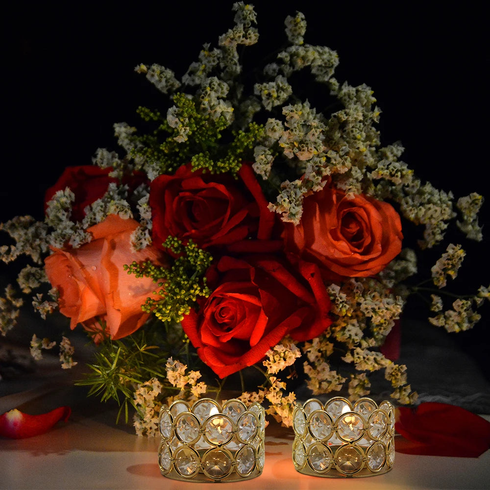 24PCS Crystal Gold Votives Candle Holder Elegant Decorative Tealight Candle Holders for Weddings Parties Chirstmas Gifts