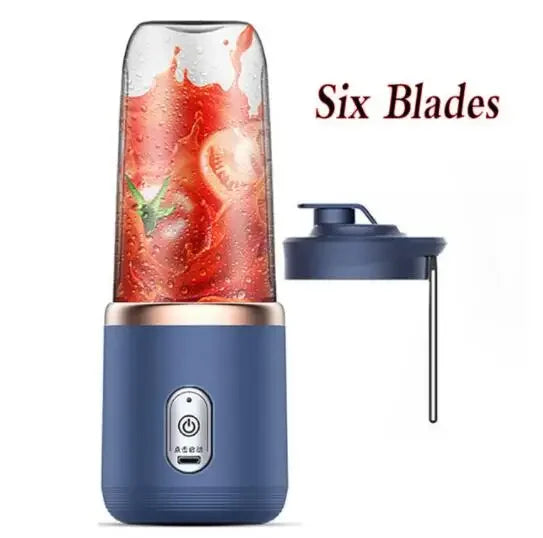 Portable Fruit Juice Blenders Electric Mini Bottle Home USB 6 Blades Juicer C