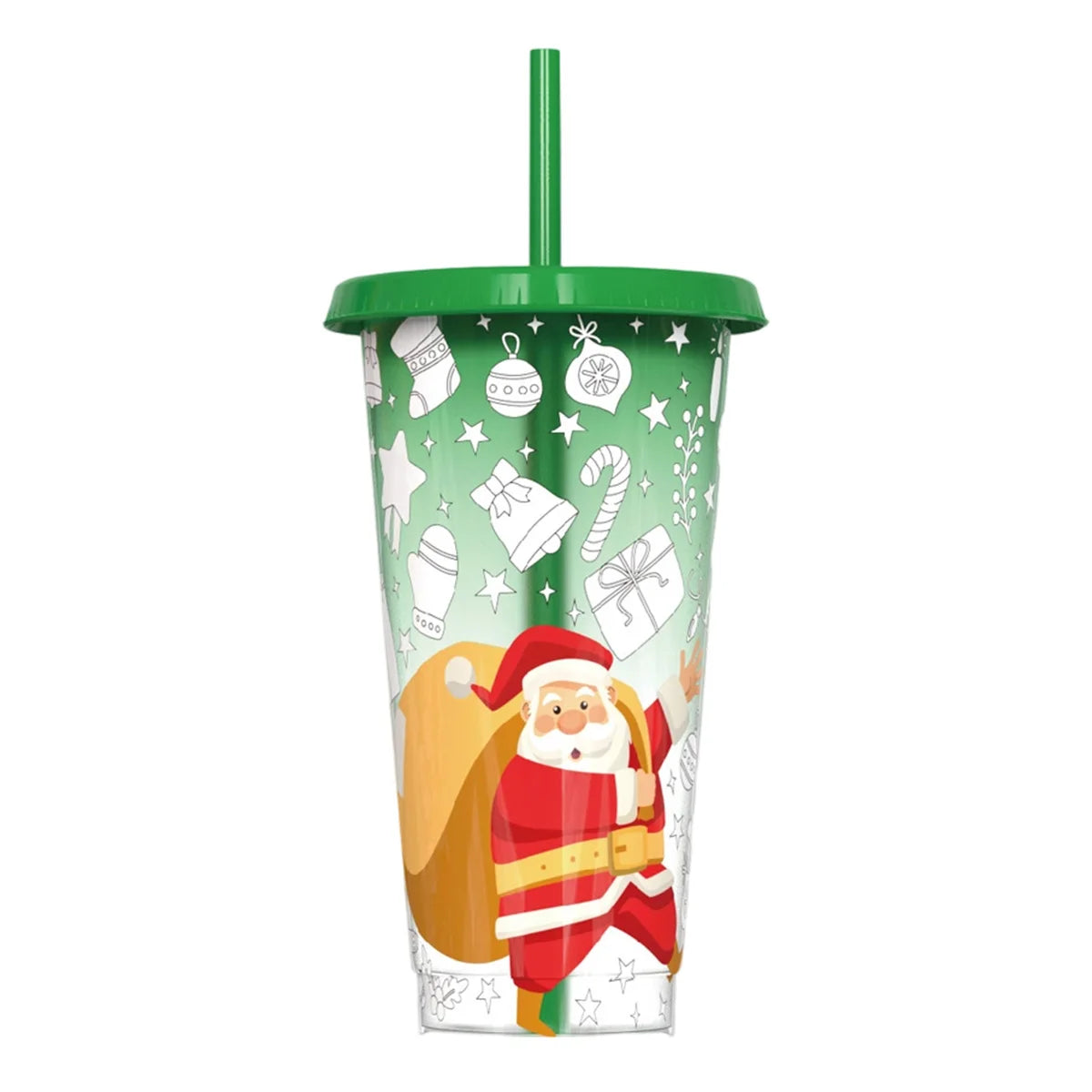 Christmas Color Changing Cups With Lids and Straws Bulk, Christmas Cups Include Spill Resistant Straw Water Iced Coffee or Tea