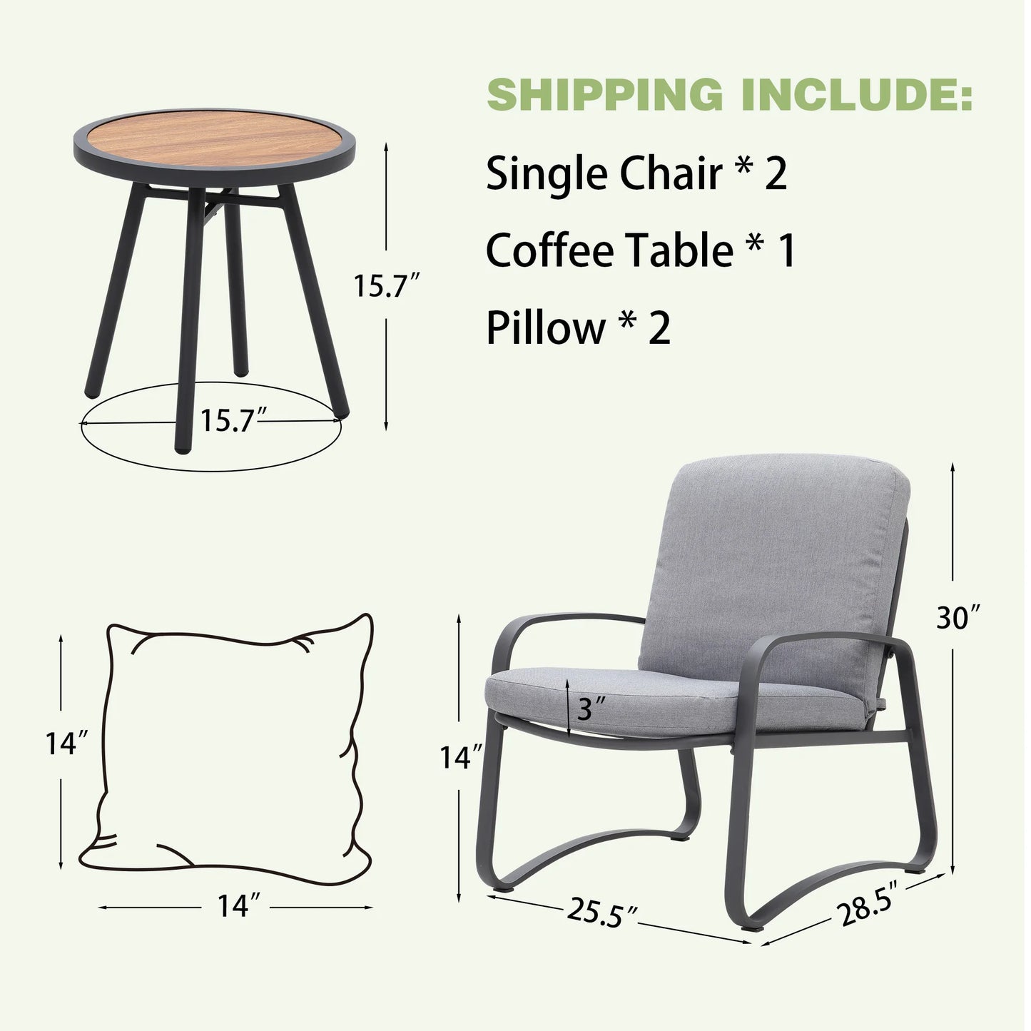 NAGA BAHNA 3 Piece Rocking Bistro Set Wicker Patio Outdoor Furniture Porch Chairs Conversation Sets with DPC Coffee Table