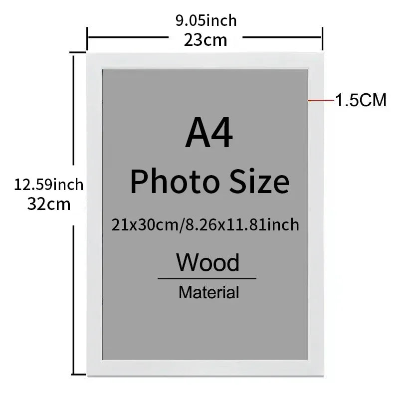 9”x11” frame Black White Wooden showcase Photo Frame 21x30cm A4 Poster Canvas Painting Display Stand Picture Wall Decor Frames