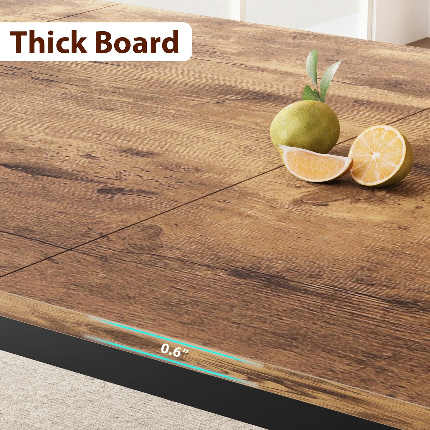 Dining Table for 6-8 People, 78 Inch Long Kitchen Dining Table, Rectangular Dining Table with Cut Corners for Living Room