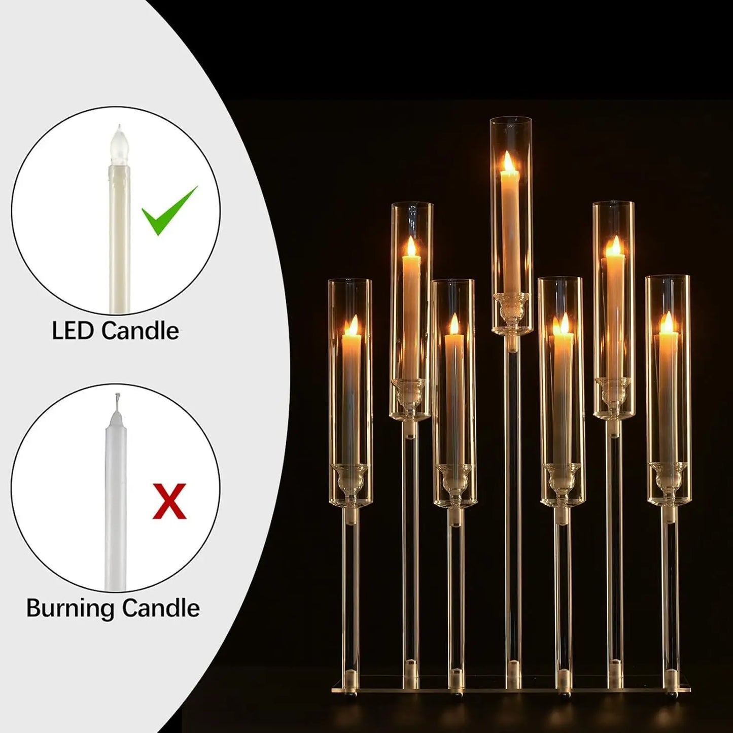 4pcs 7 Arm Acrylic Candlestick Candle Holder for Wedding 26.5 Inch Tall Clear Candelabra forBirthday Party Living Room Decor