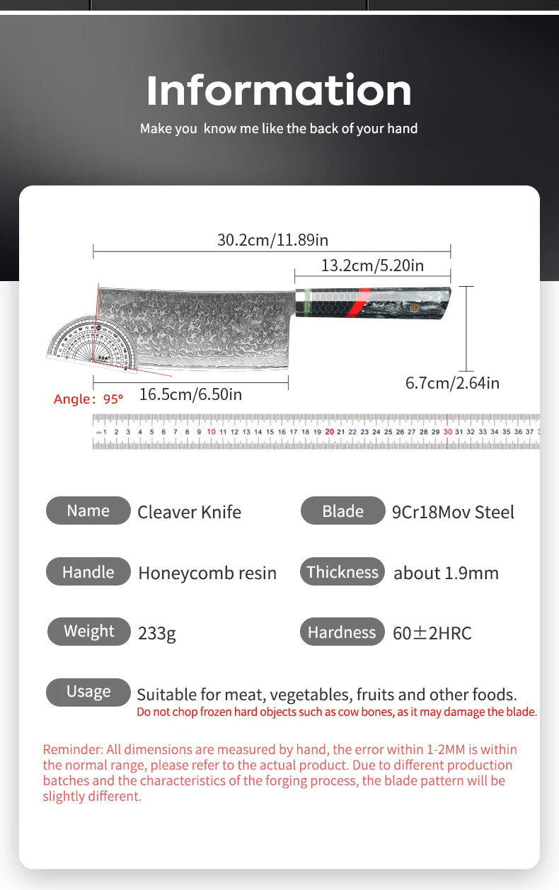 FINDKING 6.5 inch Cleaver Knife Damascus Steel