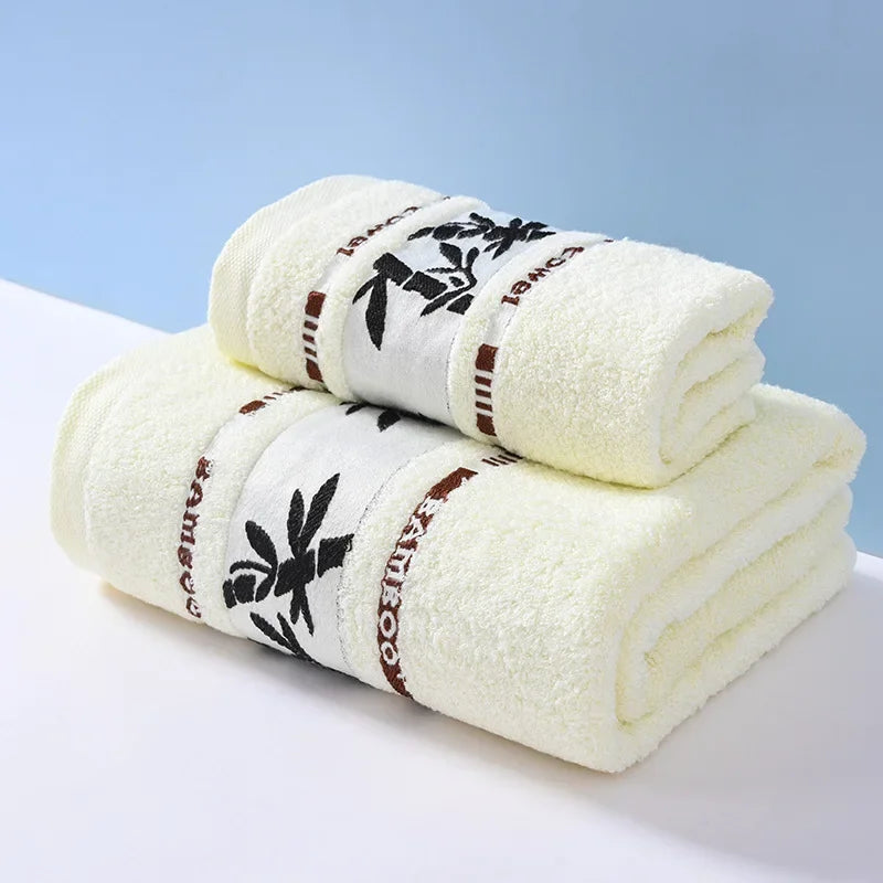 2pcs/Set Bamboo Fiber Towels Sets Home Bath Towels Adults Face Towel Thick Absorbent Luxury Bathroom Towels