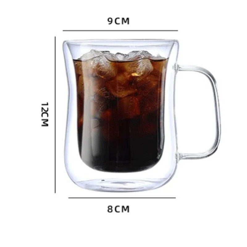Double Wall Glass Cup Heat-resistant High Borosilicate Glass r Drinkware Coffeeware