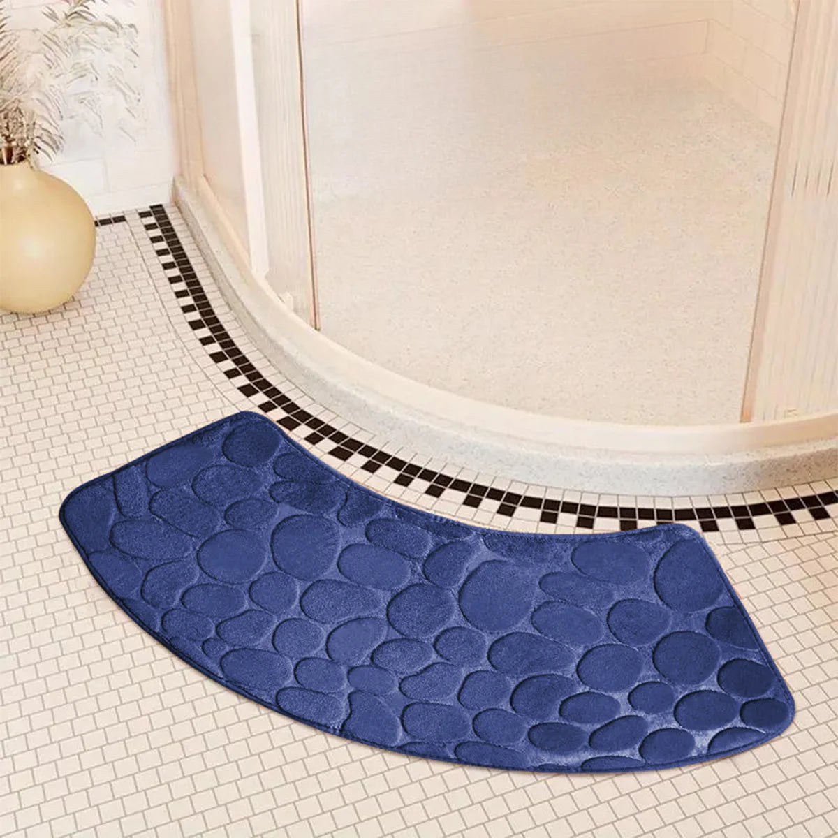 Curved bathroom mat thickened shower room absorbent door mat toilet bathroom non-slip mat dirt-resistant entrance mat