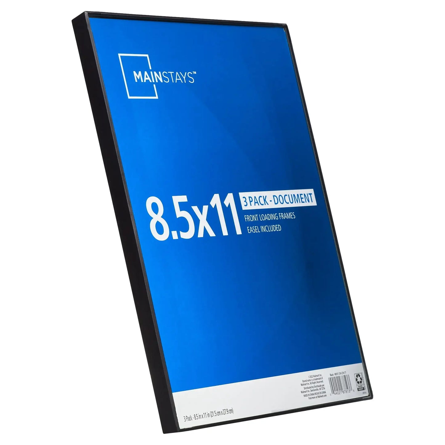 8.5x11 Front Loading Document Picture Frame, Black, Set of 3