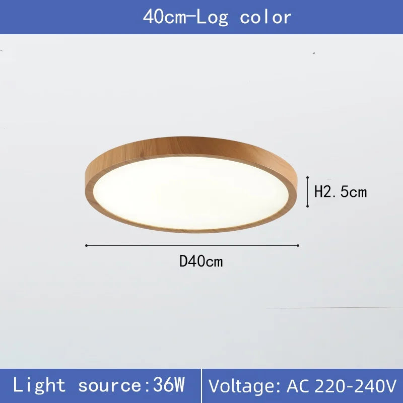 Modern LED Wood Grain Ceiling Lamp Circular Ultrathin Walnut wood Bedroom living room Restaurant Balcony Aisle Home Lights