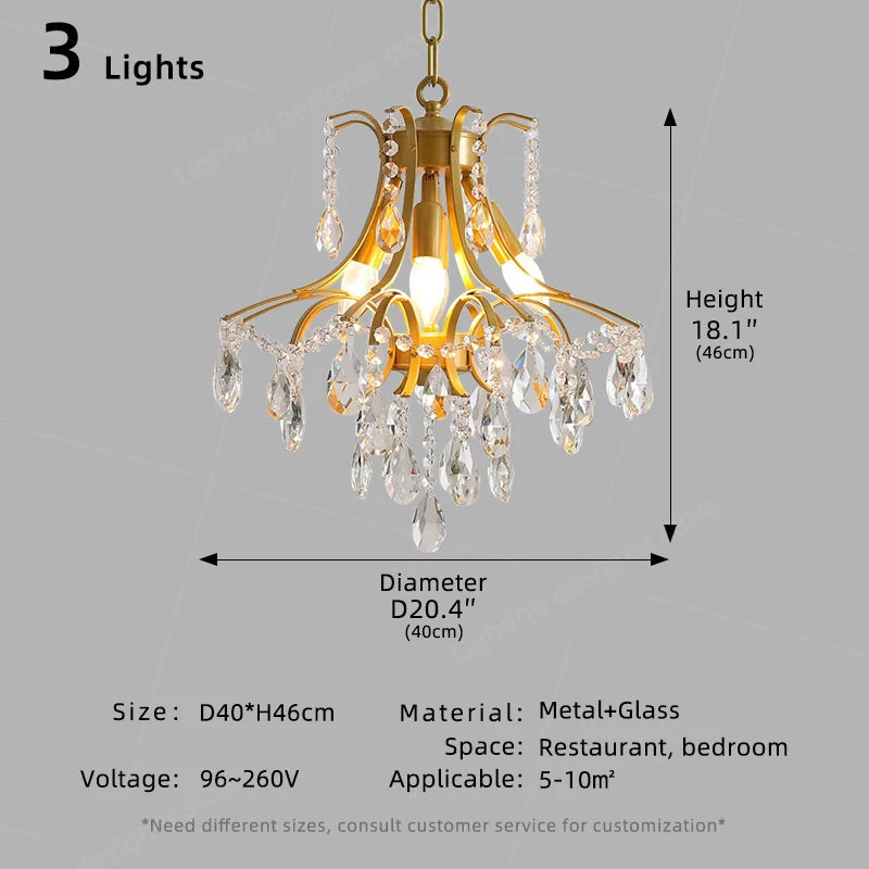 Hall Chandelier Crystal Living Room Pendant Light Minimalist Iron Art Hanging Lamp for Dining Table Lighting Ceiling Chandelier