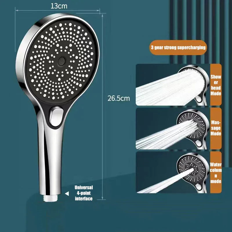 Large screen shower head 3-speed mode portable shower accessories bathroom supplies shower knob complete set