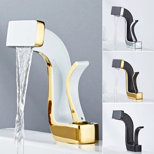 Bathroom Faucet Brass Gold White Bathroom Basin Faucet Cold And Hot Water Mixer Sink