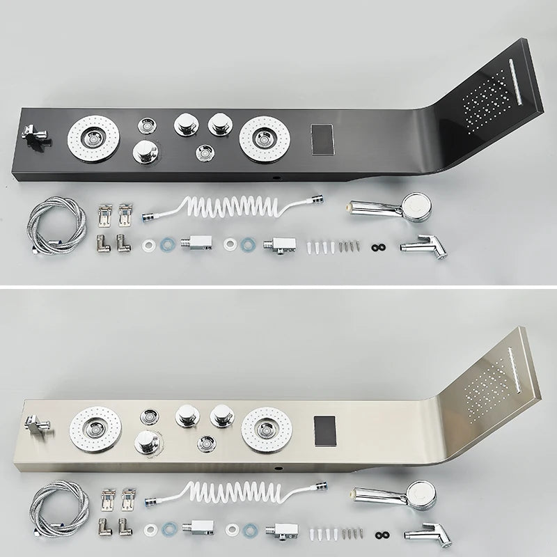LED Light Bathroom Shower Panel Intelligent LCD Shower Column System with 6 Modes Rain Waterfall Massage Jet