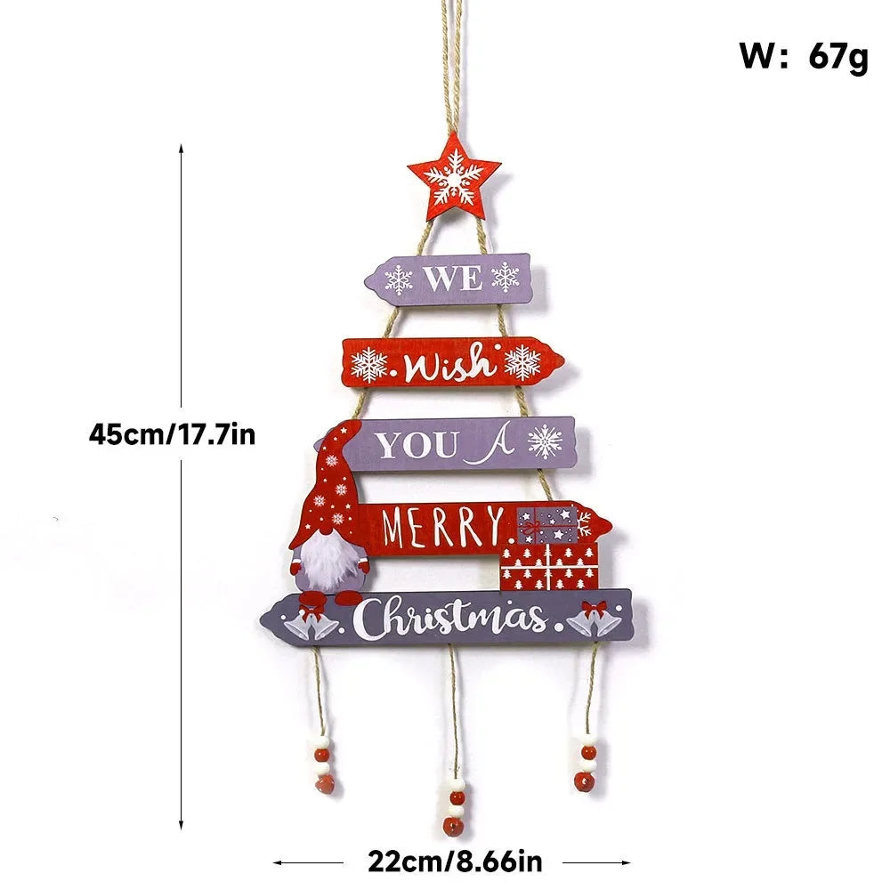 Christmas Hanging Pendant Wooden Crafts Xmas Tree Wall Ornament Natal Navidad Merry Christmas Decor 2025 Happy New Year 2026