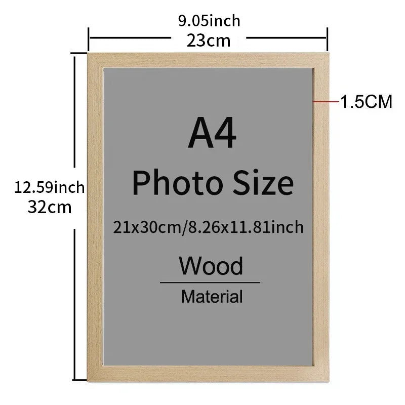 9”x11” frame Black White Wooden showcase Photo Frame 21x30cm A4 Poster Canvas Painting Display Stand Picture Wall Decor Frames
