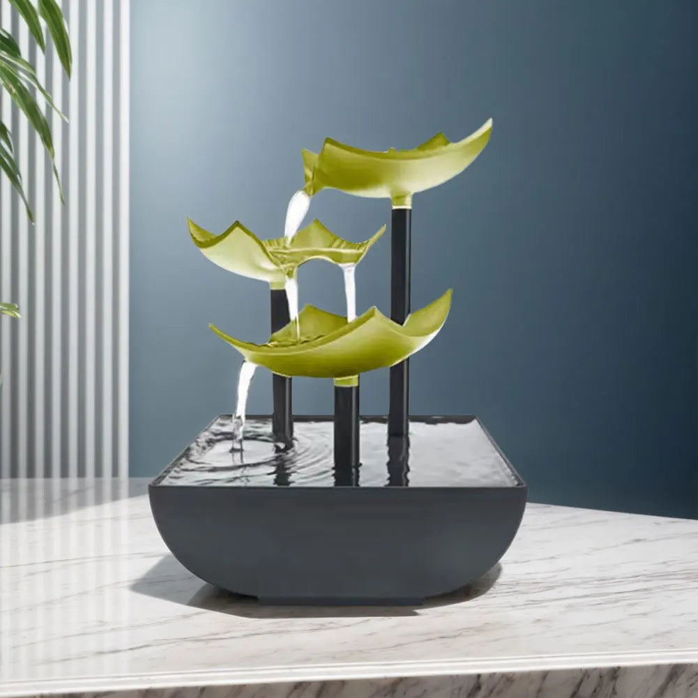 Tabletop Water Fountain with LED Light & Natural Rocks Small Waterfall Fountain Relaxing Sound Ornament for Home and Office