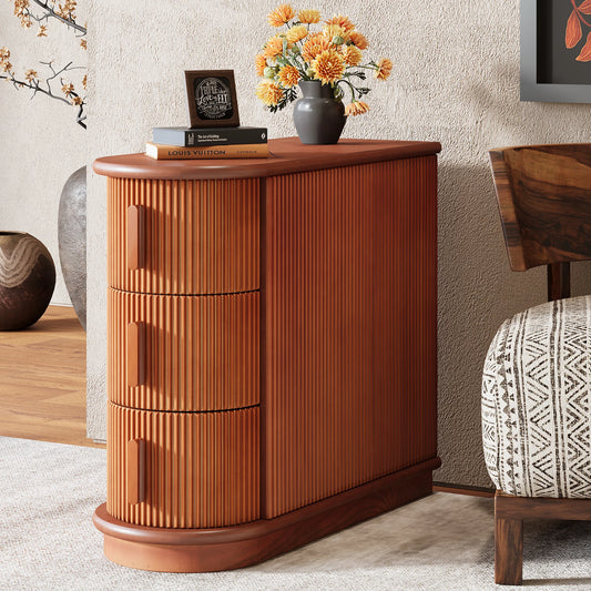Tribesigns Solid Wood End Table, 3-Drawer Modern Sofa Side Table, No Assembly Required, Narrow Chair Side Table Slim Nightstand