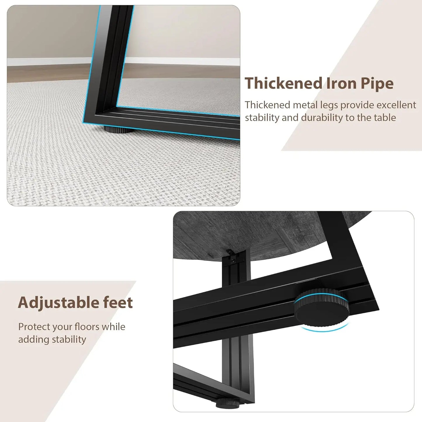 [ TABLE ONLY ] Round Dining Table for 4-6, 42" Farmhouse Kitchen Table with Storage, Circle Dinner Tables for Kitchen, Dining Ro