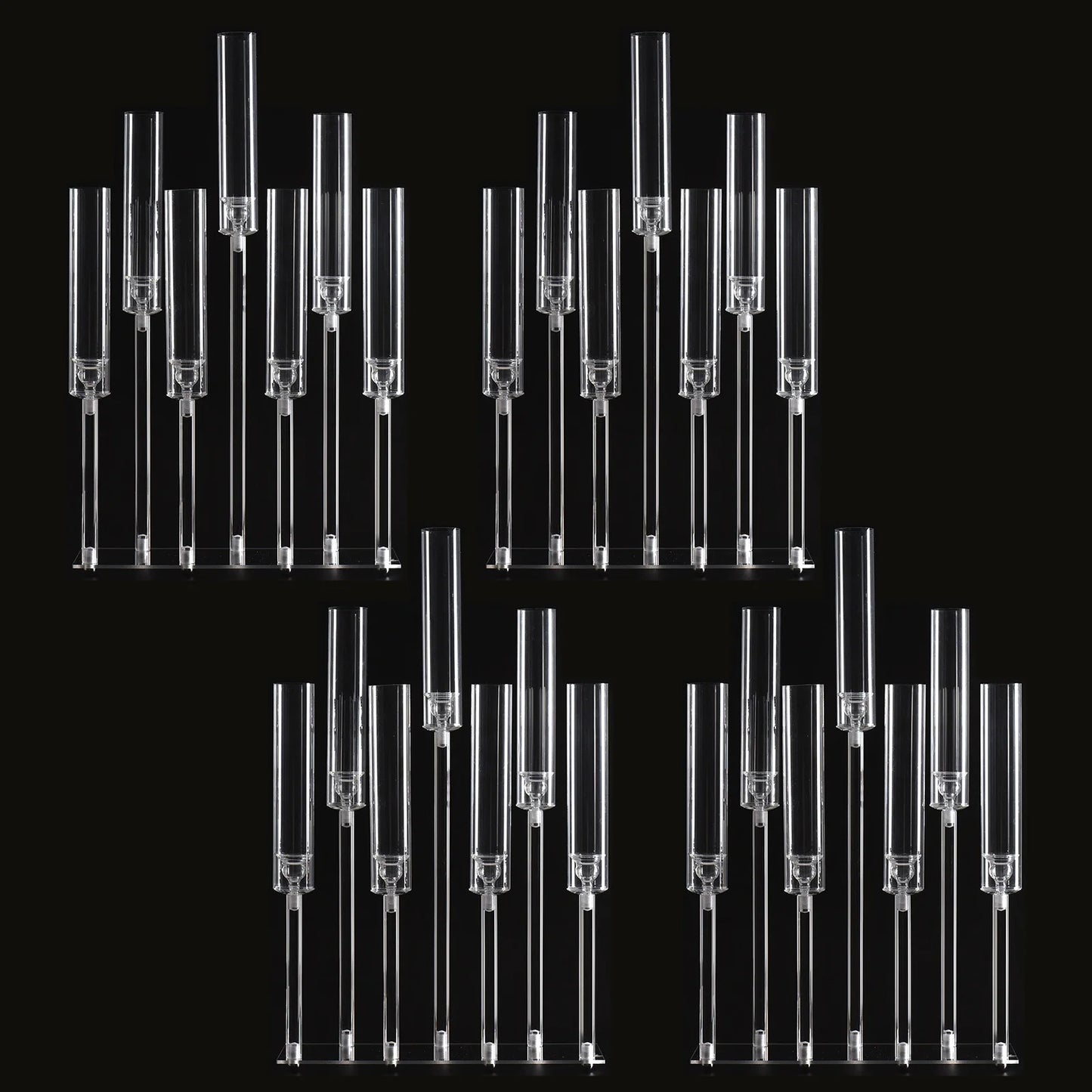 4pcs 7 Arm Acrylic Candlestick Candle Holder for Wedding 26.5 Inch Tall Clear Candelabra forBirthday Party Living Room Decor