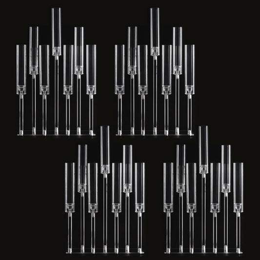 4pcs 7 Arm Acrylic Candlestick Candle Holder for Wedding 26.5 Inch Tall Clear Candelabra forBirthday Party Living Room Decor