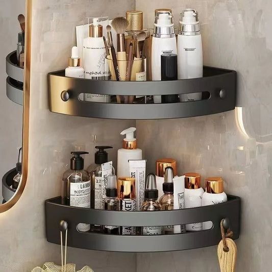 No-Drill Wall-Mounted Corner Shelf - ABS Storage Rack for Bathroom Sink and Toilet
