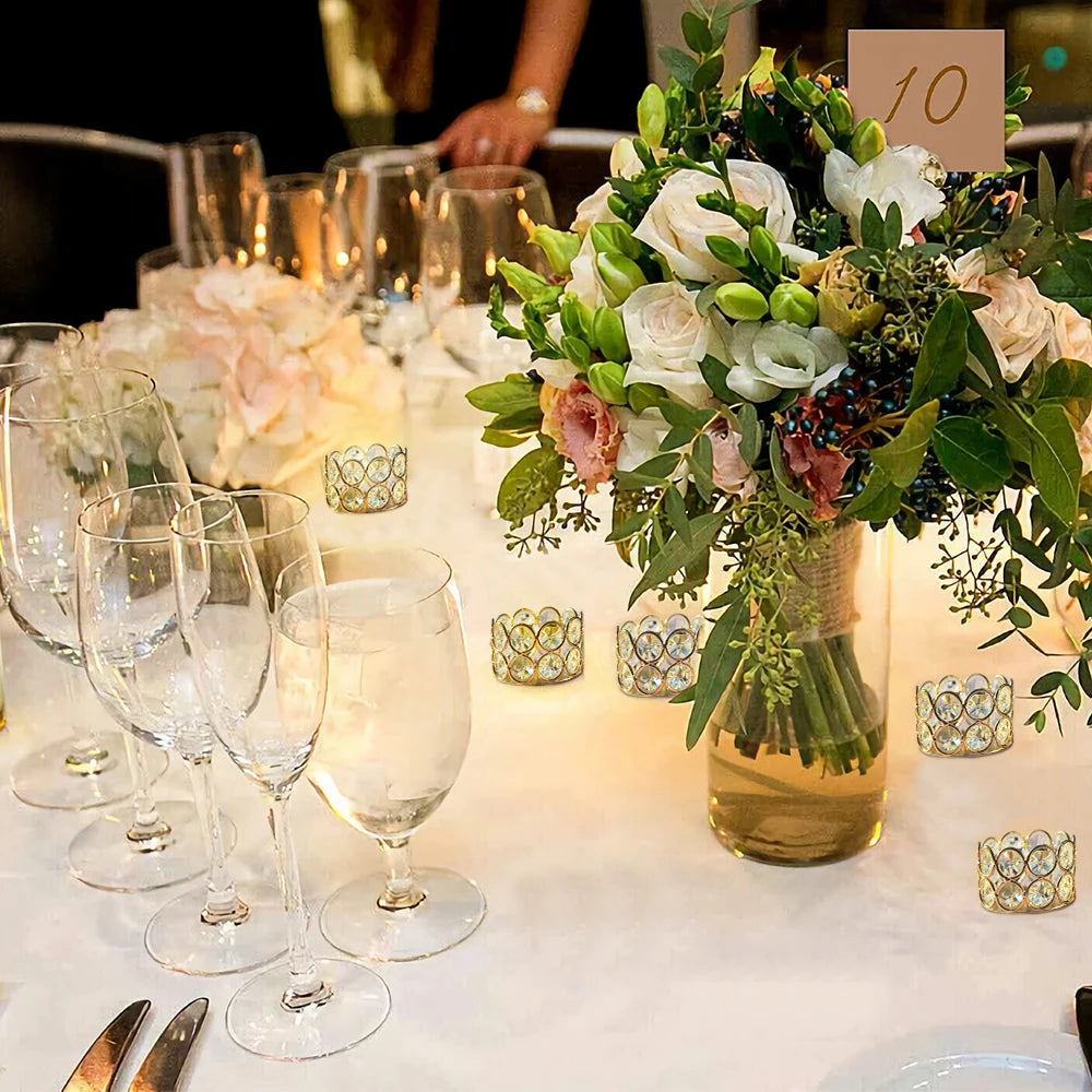 24PCS Crystal Gold Votives Candle Holder Elegant Decorative Tealight Candle Holders for Weddings Parties Chirstmas Gifts