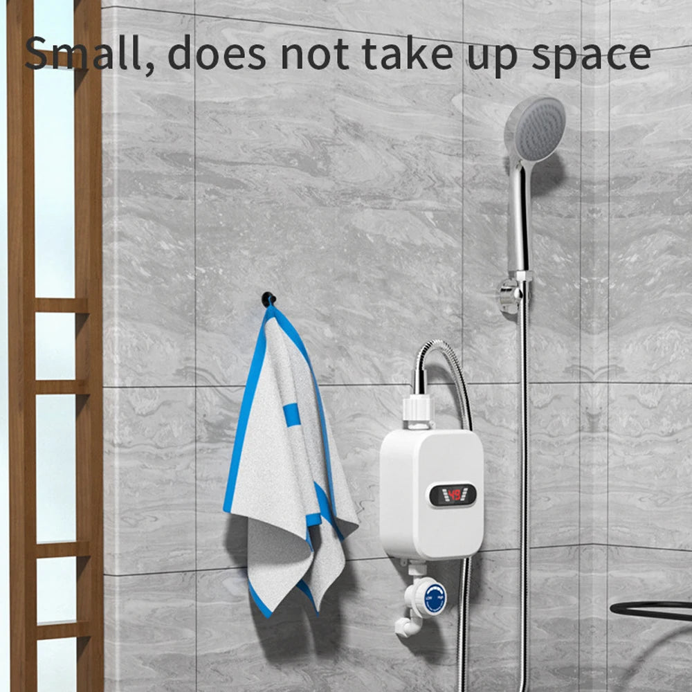 Bathroom Instant Water Heaters LCD Digital Display Thermostatic Shower Water Heating Device Waterproof 304 Stainless Steel Tank