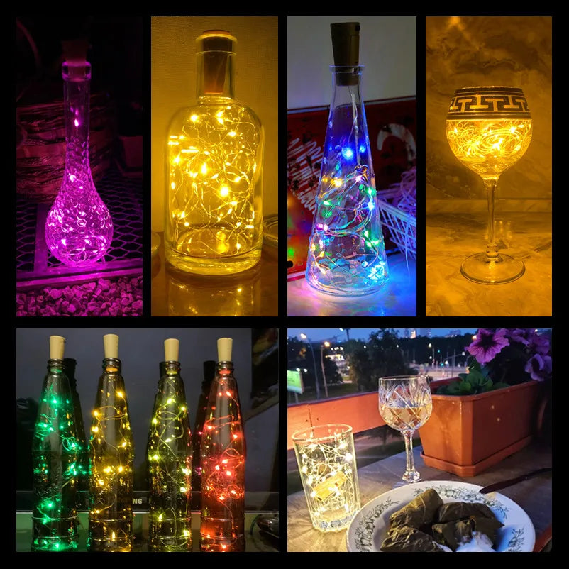 5pcs 2m Bar LED wine bottle cork string lights holiday decoration garland wine bottle fairy lights Christmas copper wire lights