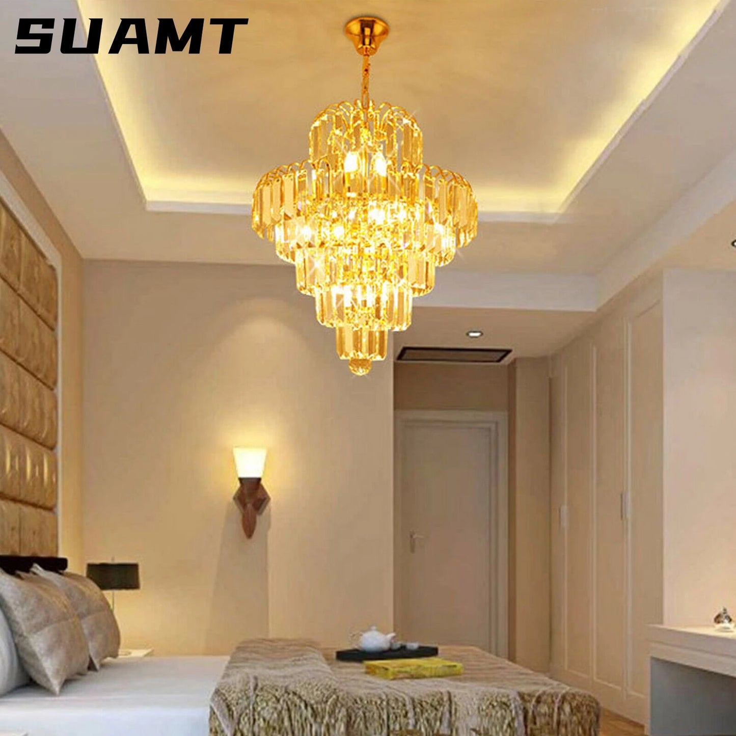 Luxury Crystal Chandelier Modern Ceiling Light Lamp Pendant Fixture Lighting Elegant Lighting Lamp E14 Decor