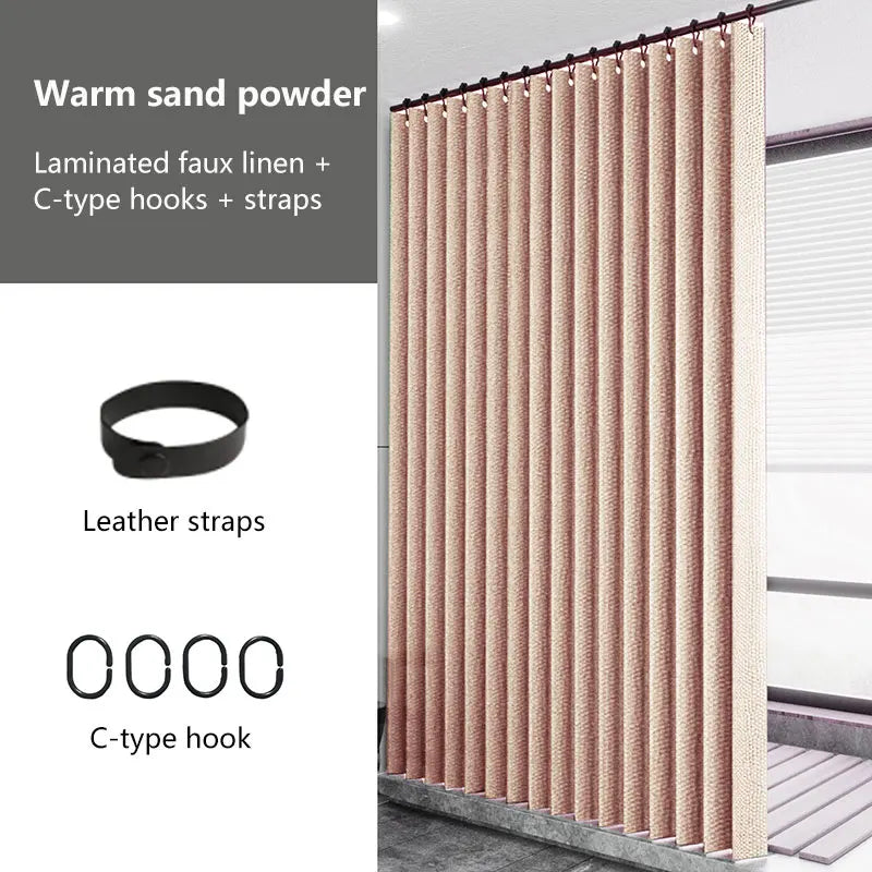 Laminated Imitation Linen Multi-color Large Ring Waterproof Strong Thick Cloth Opaque Shower Curtain, Suitable for Bathroom Use