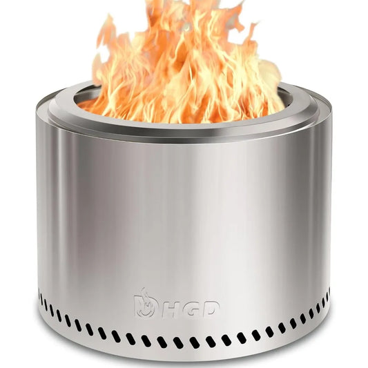 20 Inch Outdoor Wood-Burning Fire Pit, Stainless Steel Backyard Fireplace for Patio and Garden Gatherings