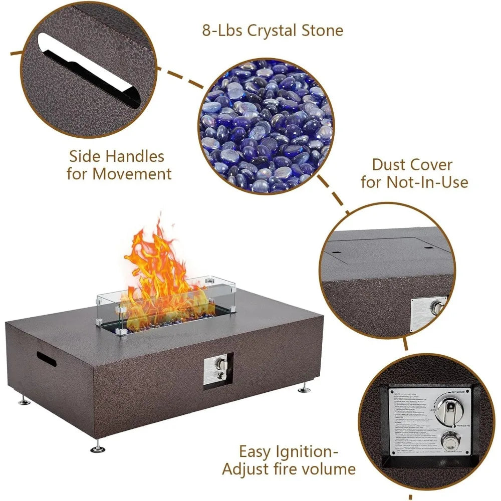 48 - Inch Outdoor Propane Fire Pit Table with Piezo Ignition and Dual - Function Design for Patio, Deck and Garden