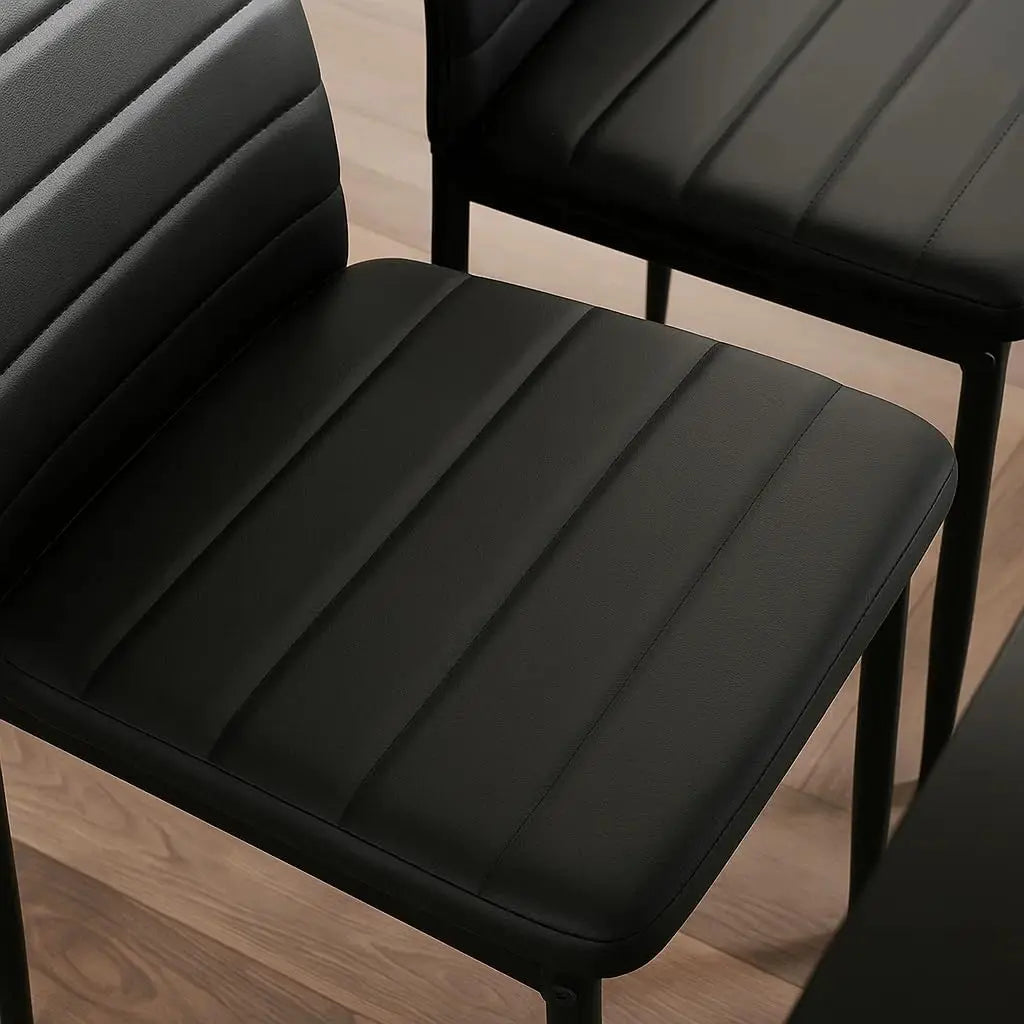 Black Dining Room Chairs Set of 4, PU Leather Balck Kitchen Chairs with Padded High Back  Foot Cap Protection, No Table