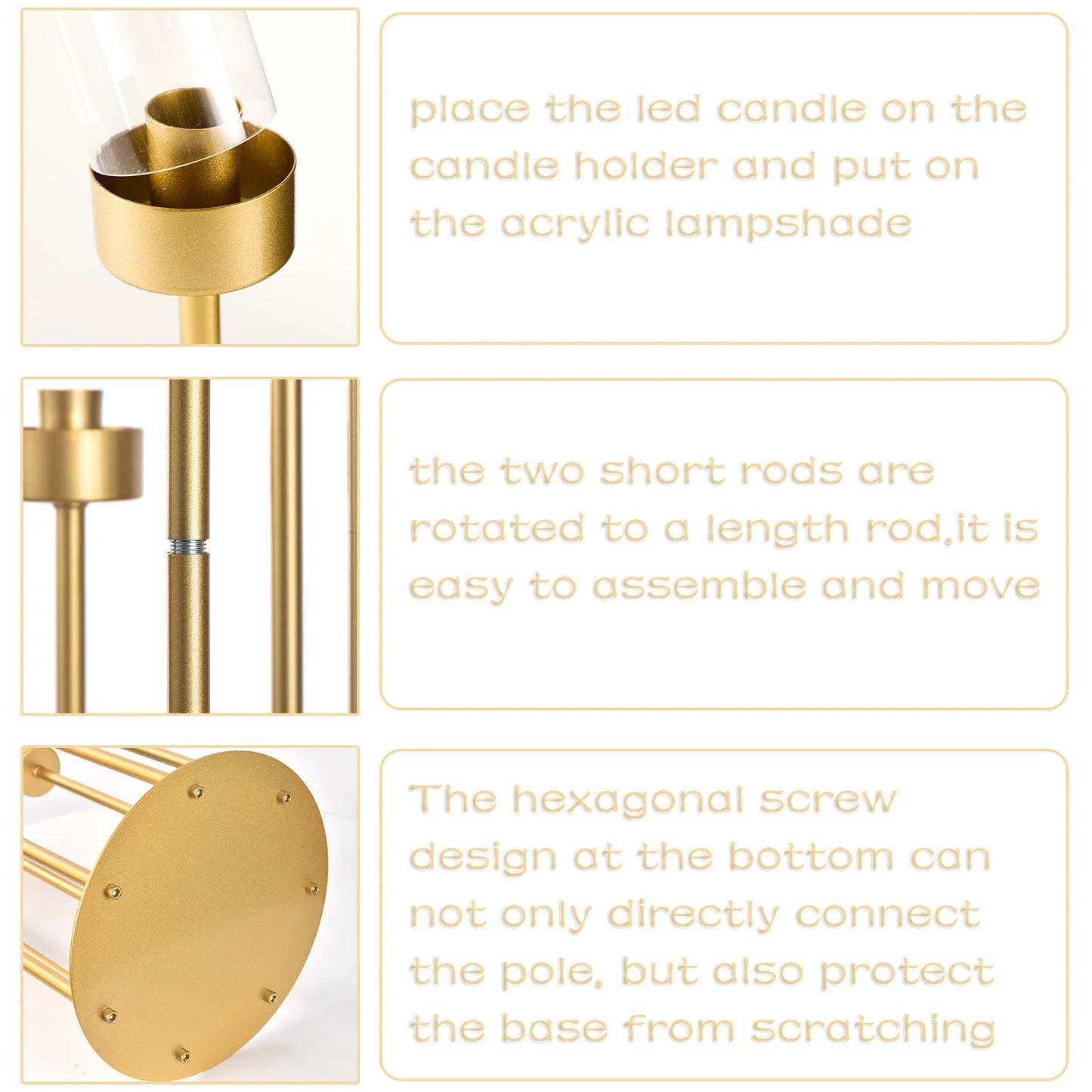 Floor Candle Holders for Wedding Metal 7 Arms Candelabra with Clear Acrylic Shade for Table Centerpiece(48 Inche)