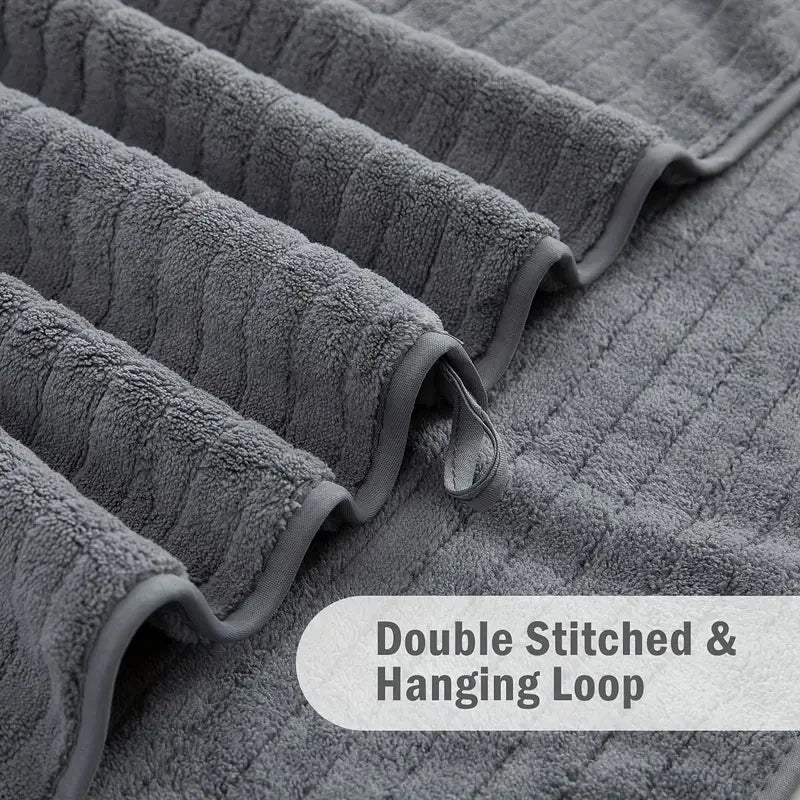 8 Pcs Bath Towel Set - 4 Washcloths, 2 Face Towels & 2 Bath Towels - Absorbent & Quick Dry, Ideal for Bathroom, Gym & Hotel Use