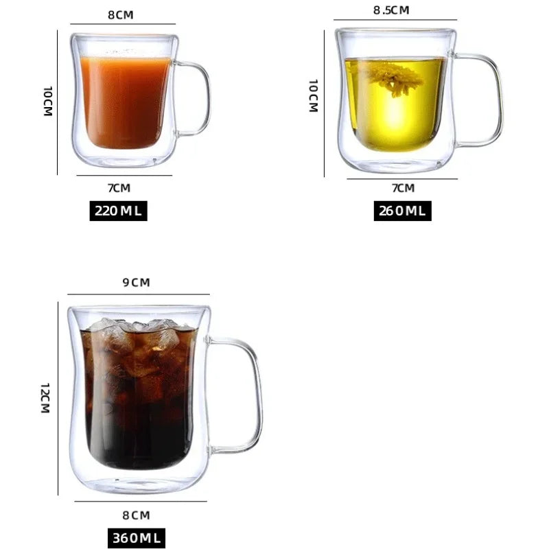 Double Wall Glass Cup Heat-resistant High Borosilicate Glass r Drinkware Coffeeware
