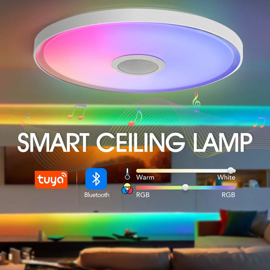 LED Smart Ceiling Lamps RGB APP Remote Control Dimming Modern Home Lighting Music Light with Speaker For Living Room Bedroom