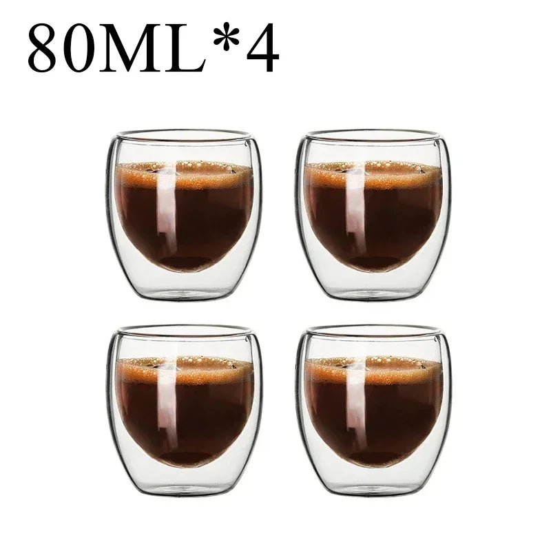 2-18PCS Double Wall High Borosilicate Glass Mug Heat Resistant Tea Milk Juice Coffee