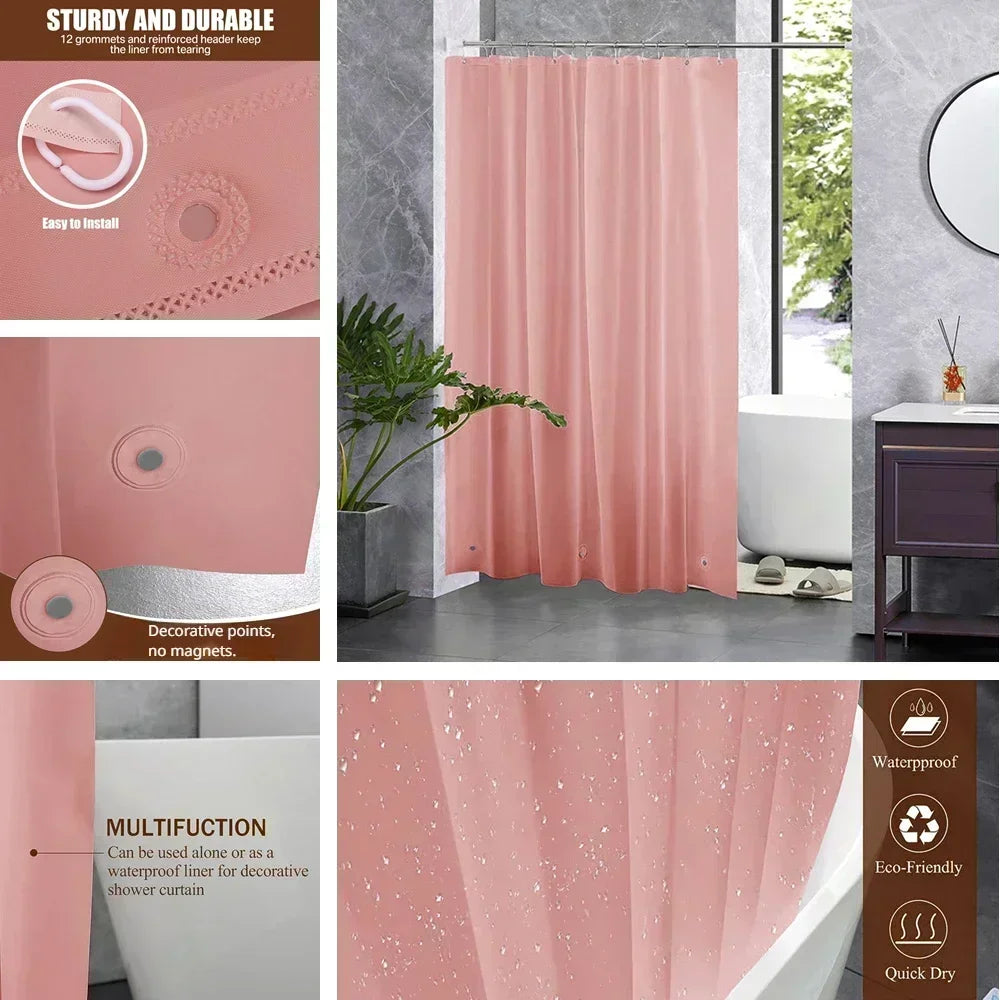 Clear Shower Curtain Plastic Shower Liner PEVA 180x200CM Lightweight Waterproof Shower Curtains for Bathroom