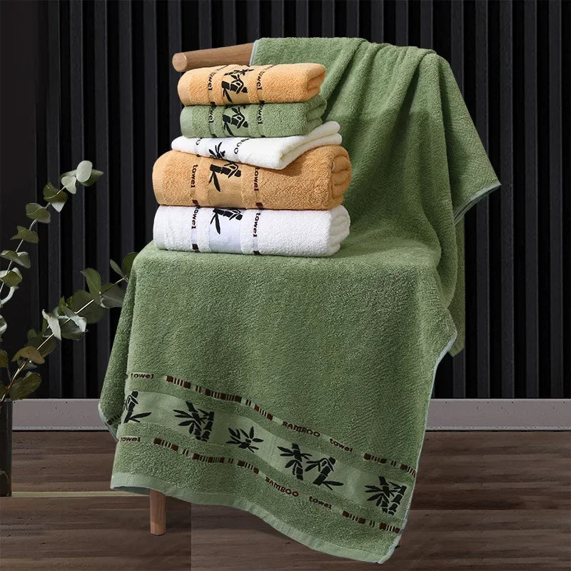 2pcs/Set Bamboo Fiber Towels Sets Home Bath Towels Adults Face Towel Thick Absorbent Luxury Bathroom Towels