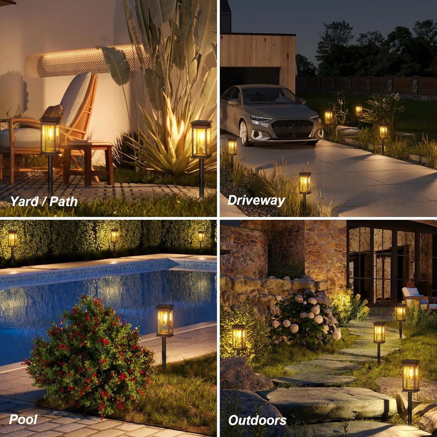 2/6/12 Pack [Upgraded] Solar Lights, 2700K Warm White, Super Bright 12Hrs, for Yard/Garden Walkway