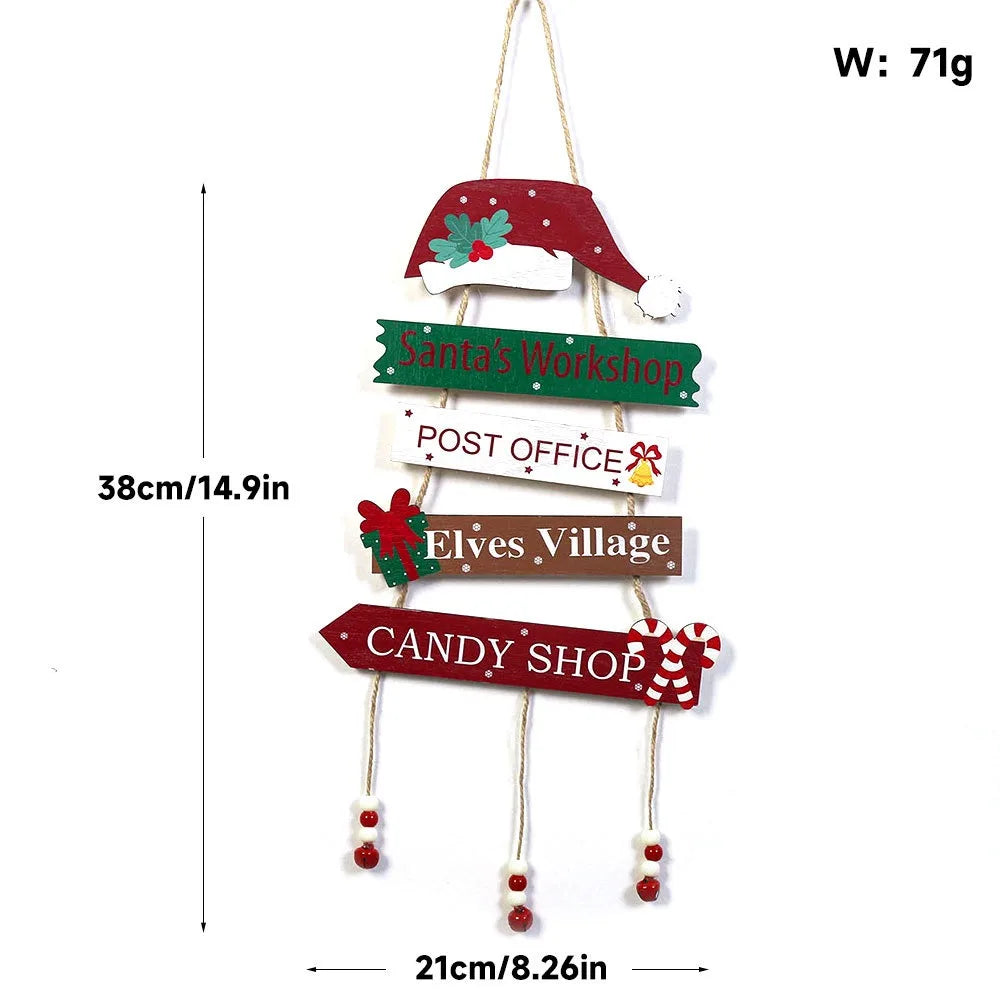Christmas Hanging Pendant Wooden Crafts Xmas Tree Wall Ornament Natal Navidad Merry Christmas Decor 2025 Happy New Year 2026