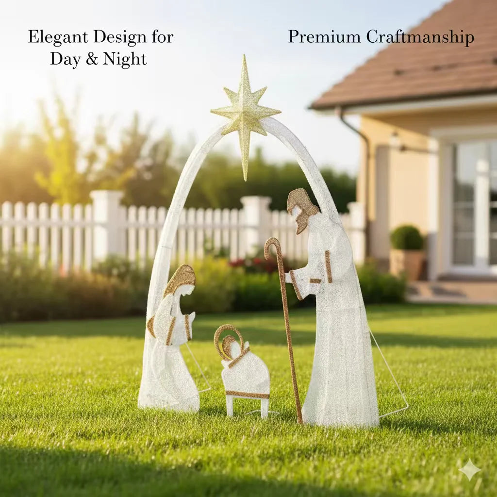 5.5FT Outdoor Lighted Nativity Scene Waterproof With Light Nativity Scene Christmas Decoration Easter Yard Decoration