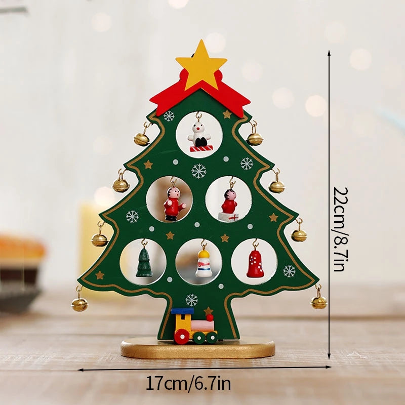 Wood Christmas Tree Decor 2026 Merry Christmas Party Decoration Office Desk Xmas Tree Ornament Xmas New Year Party Gifts Navidad