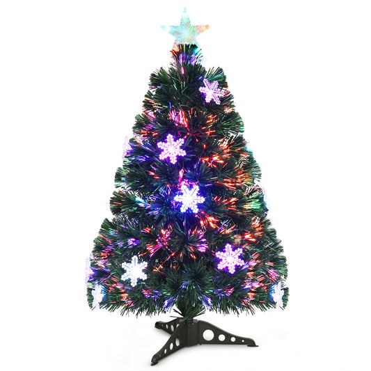 3/ 4/ 5/ 6 FT Fiber Optic Artificial Christmas Tree Pre-Lit Christmas Tree, Xmas Full Tree, Xmas Holiday Decor for Office, Home