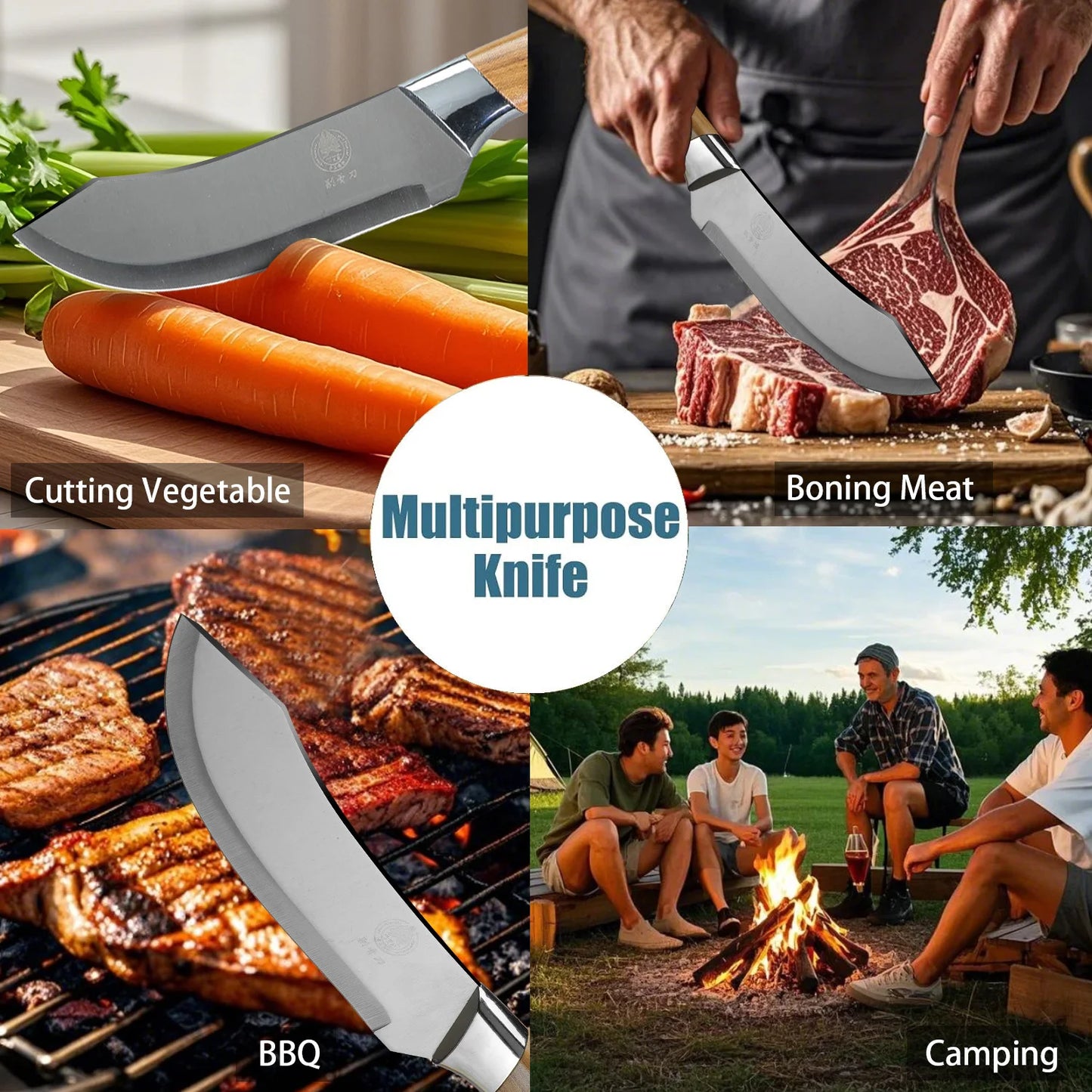 1-3pcs Butcher's Precision Knife Set with sheath Premium Imitation wood Handles -