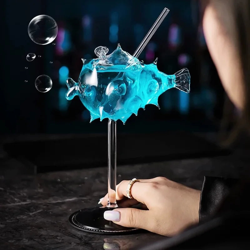 Creative Cocktail Personalized Glass Pufferfish Octopus Tall Cup Bar Swan Bird Wine Glass Wedding Party Birthday Gift