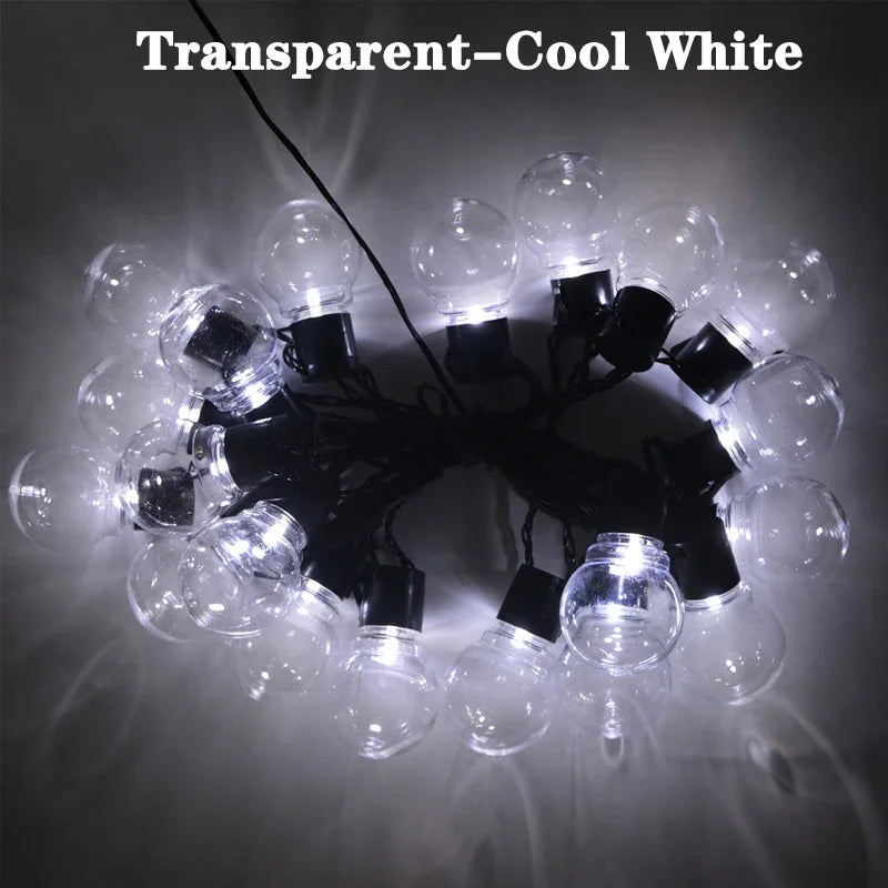 G50 Bulbs Ambient Light Led Fairy String Lights Outdoor Solar Light Wedding Party Xmas Home Garden Decoration