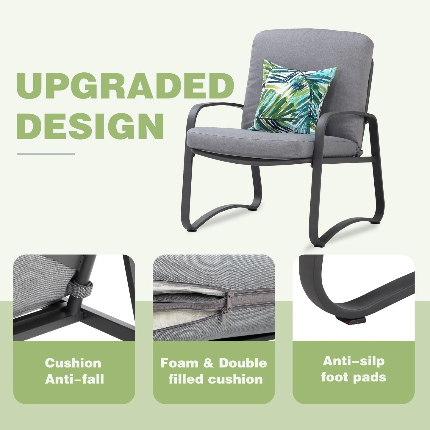 NAGA BAHNA 3 Piece Rocking Bistro Set Wicker Patio Outdoor Furniture Porch Chairs Conversation Sets with DPC Coffee Table